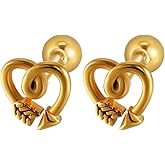 Niaspi Cute Heart Cartilage Stud Earrings for Women Small 16G Stainless Steel Conch Helix Cartilage Studs Earrings Screw Back Earring Simple Body Piercing Jewelry 6mm