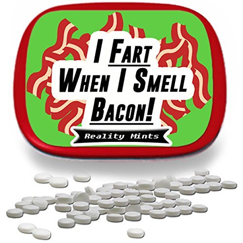 I Fart When I Smell Bacon Mints - Funny Gag Gift for Children Weird Gifts White Elephant Ideas Bacon Lovers Fart Gifts Cinnamon Breath Mints Stocking Stuffers for Adults Funny Friend Gift