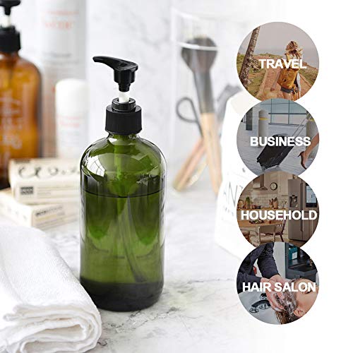 Yebeauty Pump Bottle, 2 Pack Pump Lotion Dispenser 17oz/500ml Empty Bottle with Pump Multipurpose for Emulsion Shampoo or Body Wash Bottle,Green