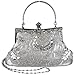 MG Collection Ginny Seed Beaded Rose Evening Purse Clutch Bag, Silver, One Size