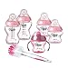 Tommee Tippee Closer to Nature Newborn Baby Bottle Starter Set, Includes Breast-Like Nipple Bottles, Sippy Transition Cup, and Bottle & Nipple Cleaning Brush - Pink