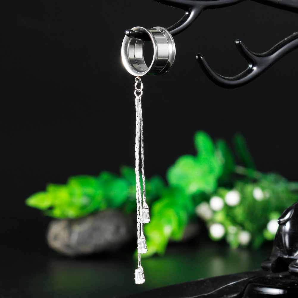 COOEAR Fashion Gauges for Ears Double Flared Tunnels Dangle Chain Expander Stretchers Earrings 6mm to 25mm - Image 3