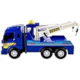 Big Daddy Medium Duty Friction Powered Super Police Wrecker Tow Truck Blue Truck Holiday Toy Truck