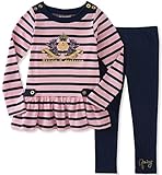 Juicy Couture Toddler Girls' Tunic Legging Set, Pink Daisy/Medieval Blue, 3T