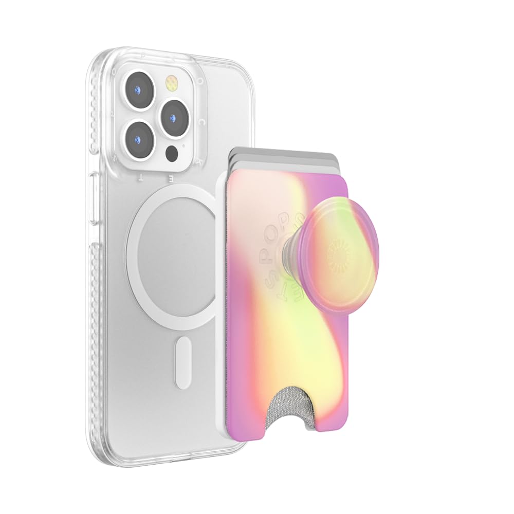 PopSockets Phone Wallet with Expanding Grip, Phone Card Holder, Wireless Charging Compatible, Wallet Compatible with MagSafe - Aurange