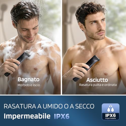 MAXGROOM Men's Electric Shaver Waterproof IPX6 | Men's Body Hair Removal, Shaver Intimate Parts with LED Display Charging Type-C Motor 7000RPM