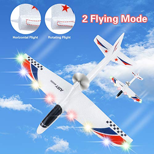 Electric Airplane Toys, Rechargeable 2 Flight Mode Throwing Plane, Outdoor Sport Toy, Foam Education Glider Aeroplane for boys Adults, Family Flying Game Toy,Styrofoam Airplanes,Gift for Kids Teenager