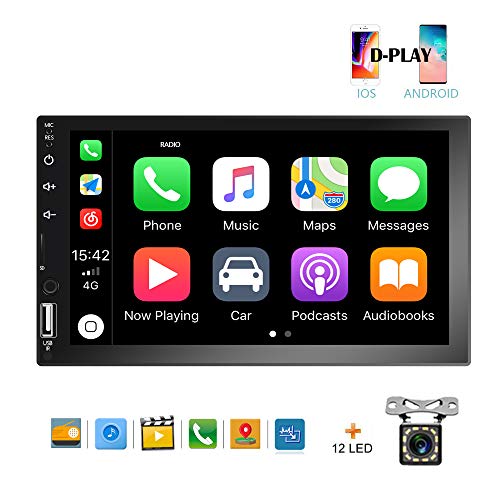 youyuekeji Car Stereo 2 Din Car Radio Receiver Support Buletooth Maps Rear View Camera Steering Wheel Control iOS/Android Mirror Link 7'' HD Touch Screen Car Multimedia MP5 Player FM AUX Radio TF USB