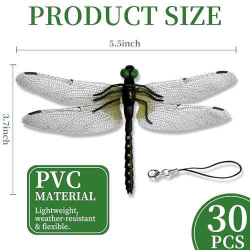 30PCS Realistic Dragonfly Hat Clips for Bugs,Artificial Bug Repellent,Fake Keychain Clips for Hats,Backpacks,Garden,Yard,Camping Decor