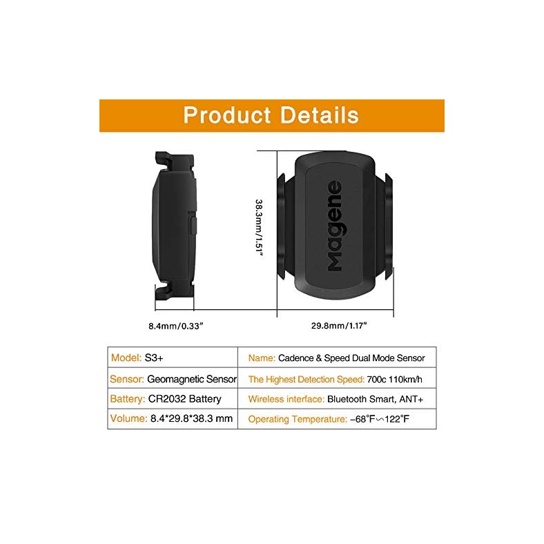 Magene S3+ Cycling Speed or Cadence Sensor, ANT+ and Bluetooth 4.0