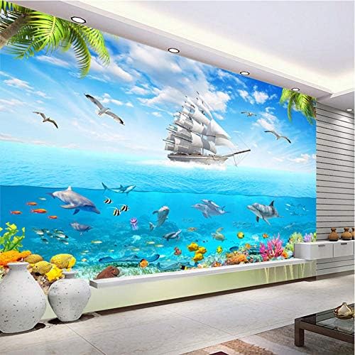 部屋を飾る Hd水中世界の壁布3d壁紙リビングルームのテレビの