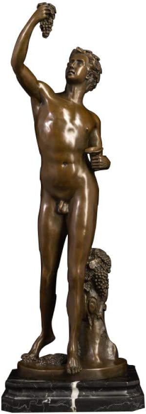 DAJIADS Figurine,Figurines,Statue,Statues,Statuette,Sculptures,European Style Bronze Nude Man Eating Grape Statue for Living Room Bedroom Ornament Office Home Decor