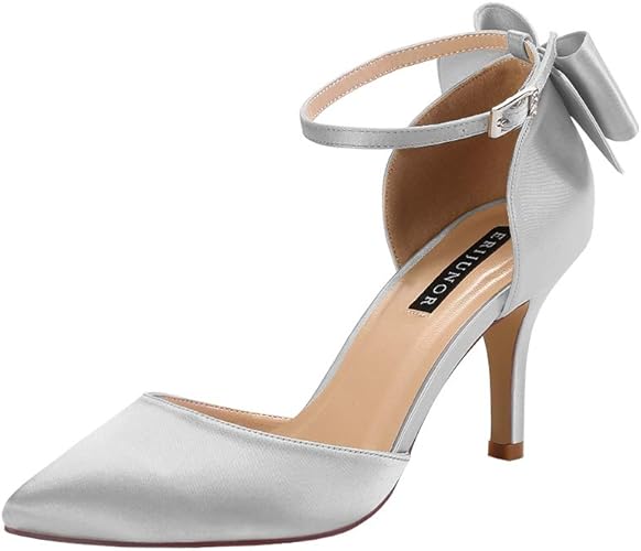 wide width silver prom shoes