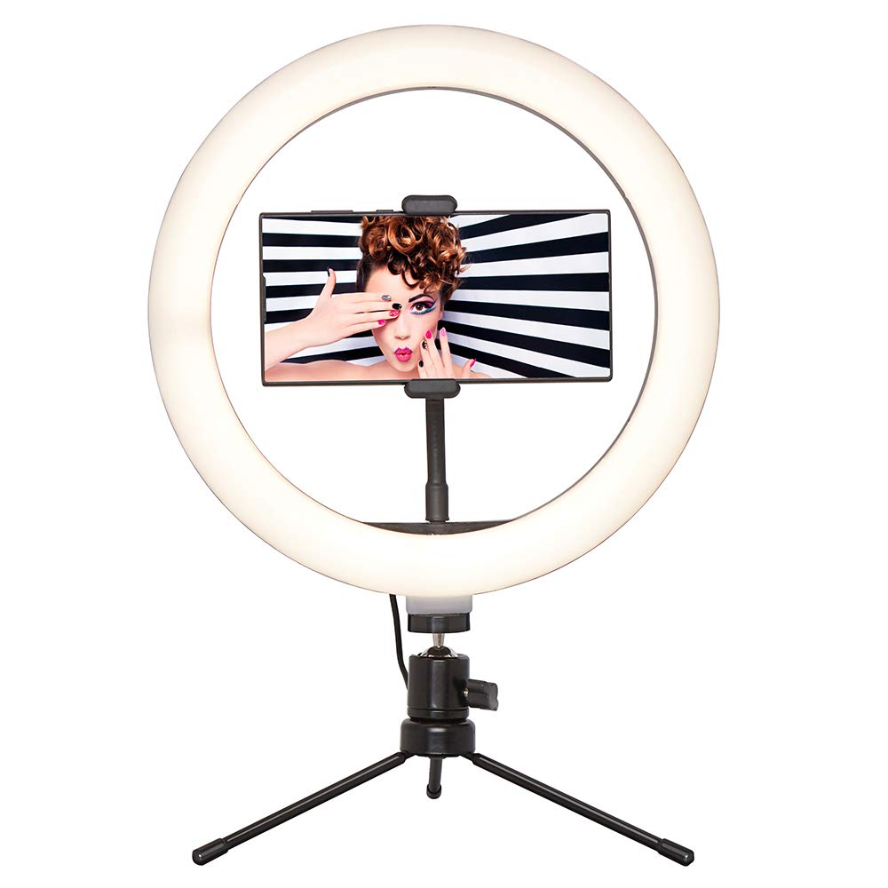 Equatech Social Media Ring Light 10" LED Desktop Light with Phone Holder