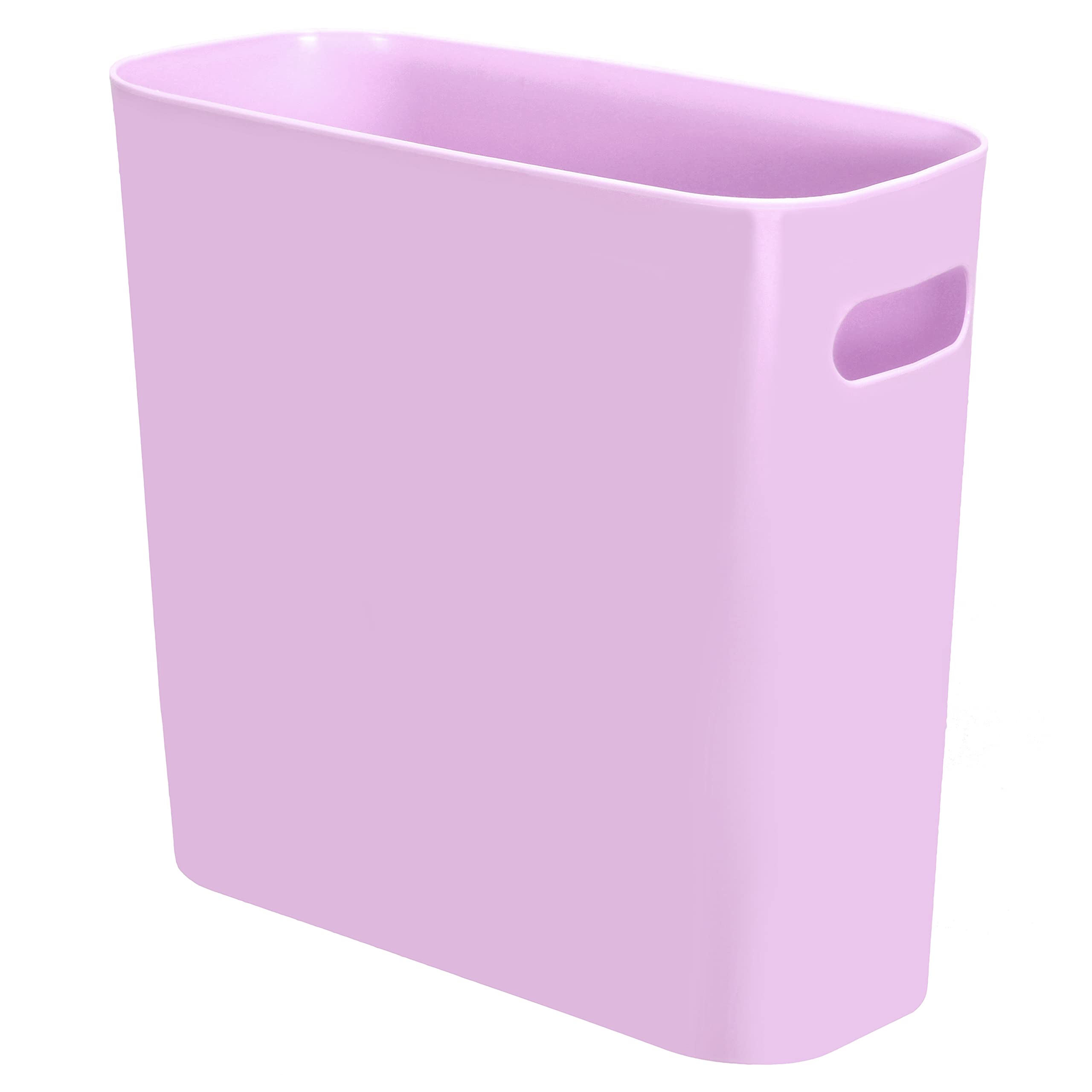 Youngever 5.5L Slim Trash Can, Re-usable 5.5L Plastic Garbage Container Bin, Small Trash Bin with Handles for Home Office, Living Room, Study Room, Kitchen, Bathroom (Purple)