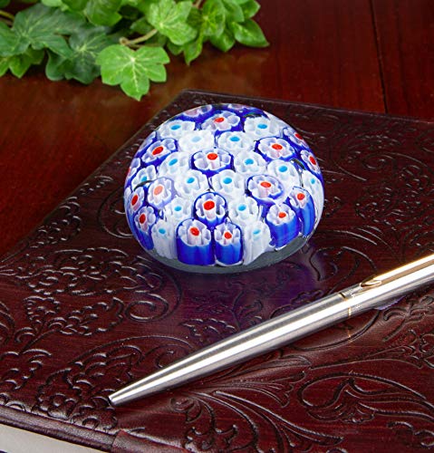 Collectible Millefiori Handmade Glass Paperweight, Beautiful Office Decor, Decorative Art Glass, Colorful Flower Paper Weight