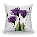 YMSDZHL Print Elegant Tulip Purple Flower LinenThrow Pillow Cover Sofa Couch Art Painting for Living Room Decor Cushion Cover and Modern Home Decorations Pillowcase(4#)