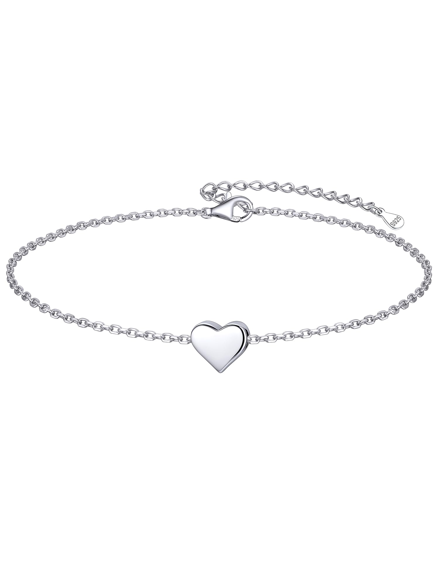 ChicSilver Bracelet for Women 925 Sterling Silver Heart Bracelets Hypoallergenic Silver Bracelet Chain for Mom Daughter