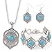 Rurah Retro Jewelry Set Bohemian Wind National Wind Female Turquoise Earrings Necklace Bracelet Set