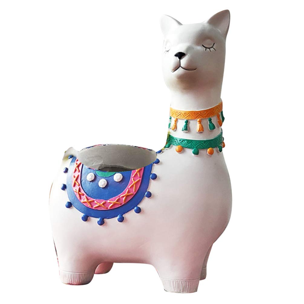 Holibanna Alpaca Succulents Pot Cute Animal Planter Resin Flower Pot Bonsai Holder Decor for Home Office Desk Windowsill