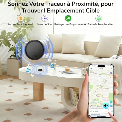 Traceur GPS Voiture Compatible avec iOS et Android,2026 Smart Traceur Tag Tracker GPS Localisateurs D'Objets Bluetooth Couverture Mondiale en Temps Réel,Localisateurs Tags pour Voiture Animaux
