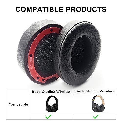 Aipker Replacement Earpads Cushions for Beats Studio 2/3.0 Headphone Wireless (2 PCS/Black)