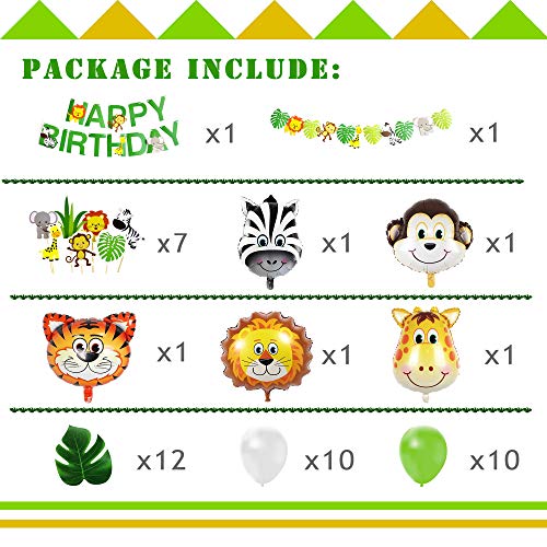 Jungle Safari Birthday Party Decoration Set, Party Supplies, Animal Balloons Cupcake Topper Leaves - //medicalbooks.filipinodoctors.org