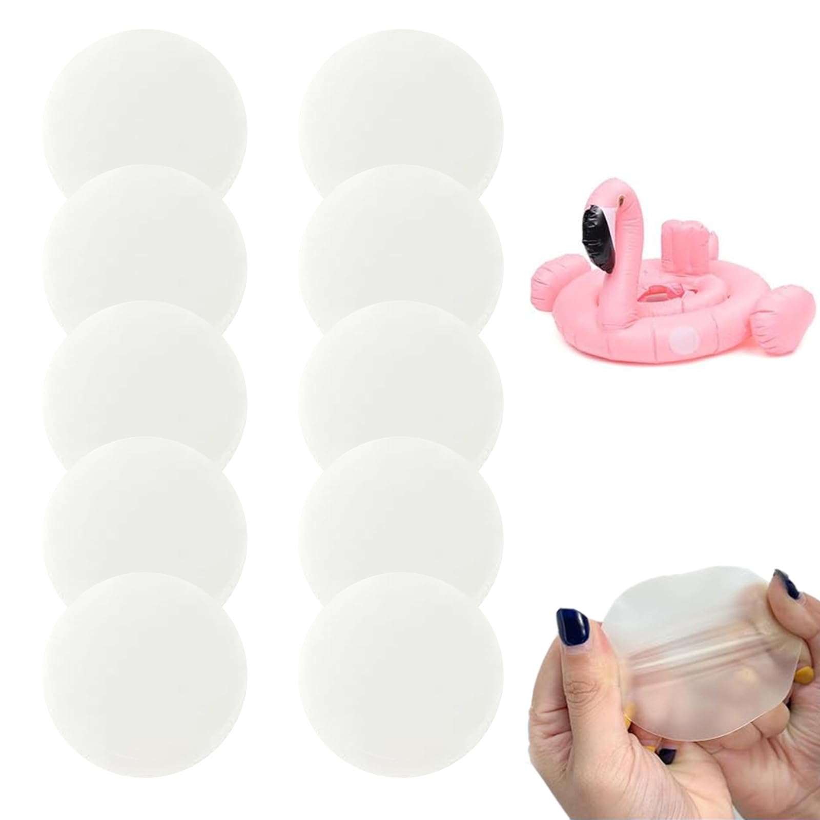 Wbgraceful 10Pcs Air Mattress Patch Kit, Bounce House Repair Kit, Patches for Air Mattress Bed Repair, Waterproof Air Mattress Patch for Airbeds, Tents, Toys, Seats, Sofas, Awnings, Kayaks