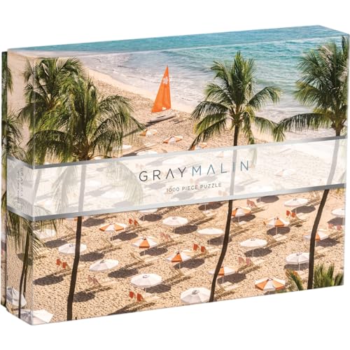 Galison Gray Malin The Beach Club – 1000 Piece Puzzle Fun and Challenging Activity with Bright and Bold Artwork of Palm Trees and Sandy Beaches for Adults and Families
