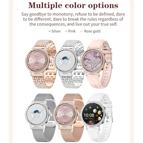 MYSHUN Reloj Inteligente Mujer con Llamadas, 1,27 Pulgada Smartwatch Mujer Deportivo con Podometro Pulsometro SpO2 Sueño Presion Arterial Actividad IP67 Reloj Digital para iOS Android (Plateado)
