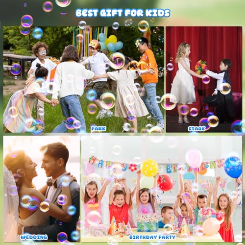 Upgraded 20000+ Bubbles/Min Portable Bubble Machine with Bubble/Light Solution, Bubble Machine for Kids, Outdoor Gift for Wedding/Party