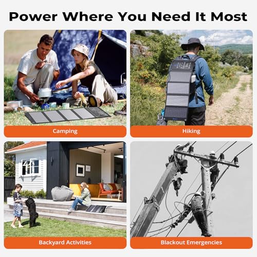 BigBlue 28W Foldable Solar Charger with 2 USB C + 1 USB A Ports (5V/4.8A Total) Portable Solar Panel Waterproof IP44 Compatible with iPhone, iPad, Samsung, Huawei, Xiaomi, for Emergency Travel