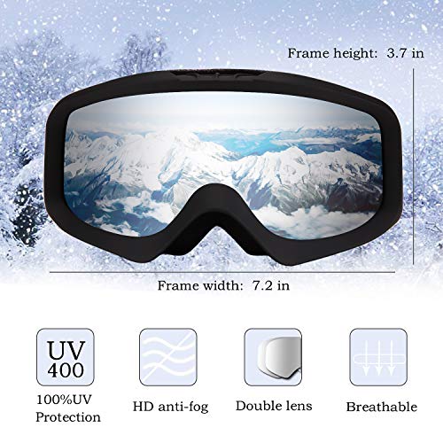 Karsaer Ski Goggles, Snowboard Goggles, Anti-Fog 100% UV Protection, Double-Layer Cylindrical Lenses, OTG, Anti-Fog & Helmet Compatible Fit Snow Goggles for Men & Women - Thumbnail 3