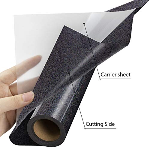 JANDJPACKAGING Glitter Black Heat Transfer Vinyl HTV for TShirts