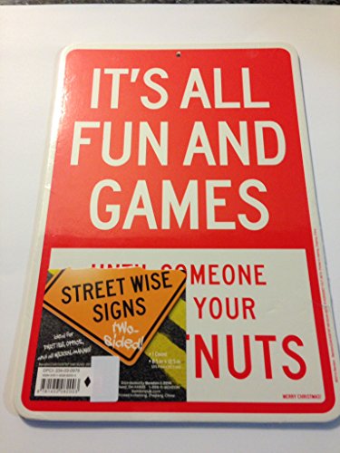 Christmas Novelty Decorative Two-sided Sign - No Funny Business This Christmas / It's All Fun and Games