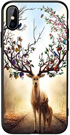 2020 Phone Case iPhone X XR 8 7 10 6 6s XS Max Glass Animal Cover Case iPhone 7 8 X 6 6 S Plus XR Luxury Case Coque (Elk iPhone 8 Plus + 7 Plus)