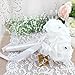 6 Bunch of Bouquet, AerWo White Foam Roses Silk Ribbon Bouquet Handmade Rhinestone Diamante Artificial Flower Bridal Bridesmaid Brooch Wedding Bouquet Decoration