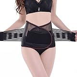 DCCDU Lumbar Support Back Brace Waist Trainer Trimmer Belt Support Belt with Dual Adjustable Straps Abdominal Binder Belly For Back Pain Reliever (Blcak, L)
