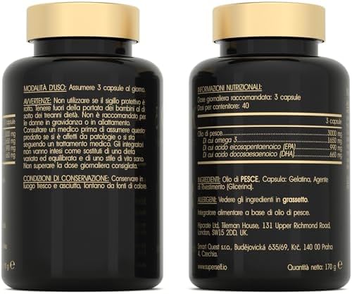 Omega 3 Olio di Pesce - 3000 Milligrammi - Tripla Potenza - Alto Dosaggio