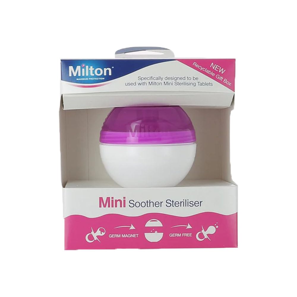 MiltonBaby Mini Soother Steriliser Purple Pack of 1 Soother Dummy Pacifier Teether Hygiene Antiseptic Travel Unit with Welari Thank You Card | (1pack) (1unit)