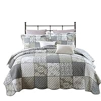 PERYOUN 3-Piece Quilt Set Pure Cotton, Patchwork Bedspread Set, Finely Stitched, Coverlet Bed Cover, Queen Size