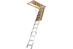 Werner 8 To 10 ft. Ceiling 25 in. x 54 in. Aluminum Attic Ladder Type IAA 375 lb. capacity