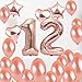 ZSNWGZ Sweet 12th Birthday Decorations Party Supplies,Rose Gold Number 12 Balloons,12th Foil Mylar Balloons Latex Balloon Decoration,Great 12th Birthday for Girls,Women,Men,Photo Props