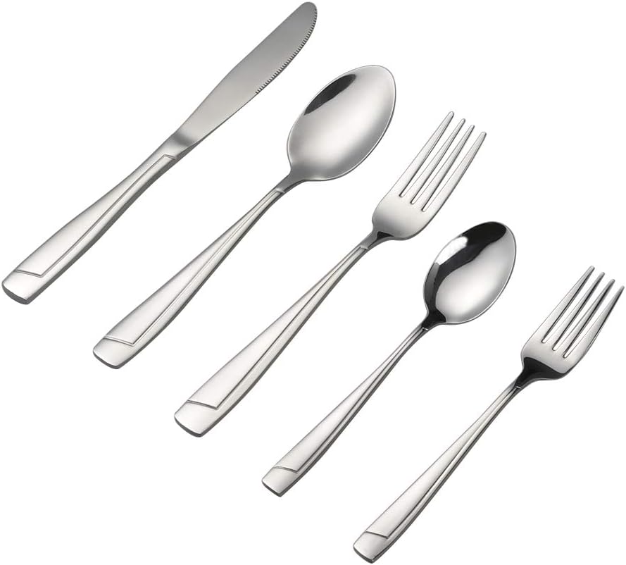  | Sandmovie Stainless Steel Tableware Flatware Silverware Fork Knife Spoon, 30 Pieces, Service for 6 Persons: Flatware Sets