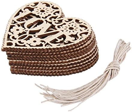 XianNonG Heart Wooden Embellishments Crafts Hanging Ornament for Wedding Valentine's Day Gift DIY, Pack of 10