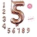 40 Inch Rose Gold Jumbo 5 Number Balloons Huge Giant Balloons Foil Mylar Number Balloons for Birthday Party,Wedding, Bridal Shower Engagement Photo Shoot, Anniversary (Rose Gold,Number 5)