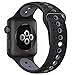 GHIJKL Sports Band for Apple Watch 38mm 42mm, Soft Silicone Replacement iWatch Wristband for Apple Watch Sport, Series 1, 2, 3-Black/Gray-38mm