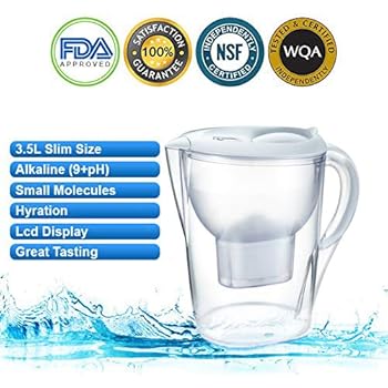Alkaline Water Pitcher - 3.5 Liters,7 Stage Filteration, Free Filter Included, (White)
