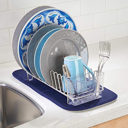 iDesign 60115 Classico Metal Dish Drainer Rack with Silverware Drainer