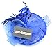 Womens Feather Mesh Fascinator Hat with Headband Royal Blue